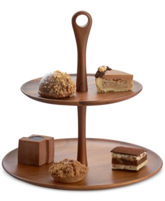 Skye Dinnerware Collection by Robin Levien Wood Tiered Dessert Stand 