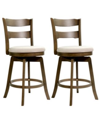 25 in Swivel Counter Height Bar Stool Set of 2 with Polyester Upholstered Seat and Backrest