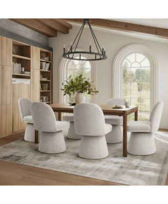 Modern Armless Upholstered Fabric 360 Swivel Dining Chair 1 Piece