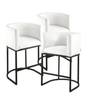 25 in Counter Height Fabric Bar Stool Set of 3 with Backrest, Arm, Metal Frame, and Footrest