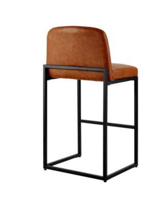 27 in Counter Height PU Leather Bar Stool Set of 4 with Backrest and Metal Legs