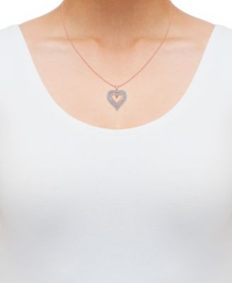 Diamond Heart 18" Pendant Necklace (1 ct. t.w.) in 10k Rose Gold