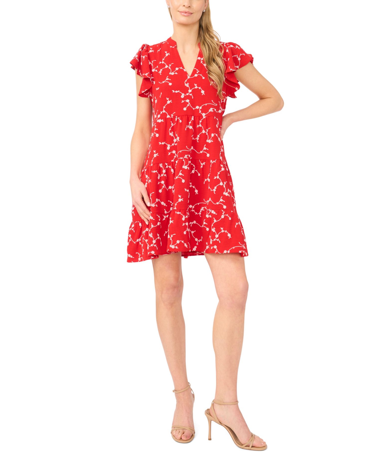 Women's Short-Sleeve Ruffled Tiered Dress