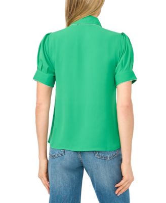 Women's Short-Sleeve Button-Up Top