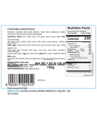 Zia Pia Limoncello Cream Colomba Cake, 26.5 oz.