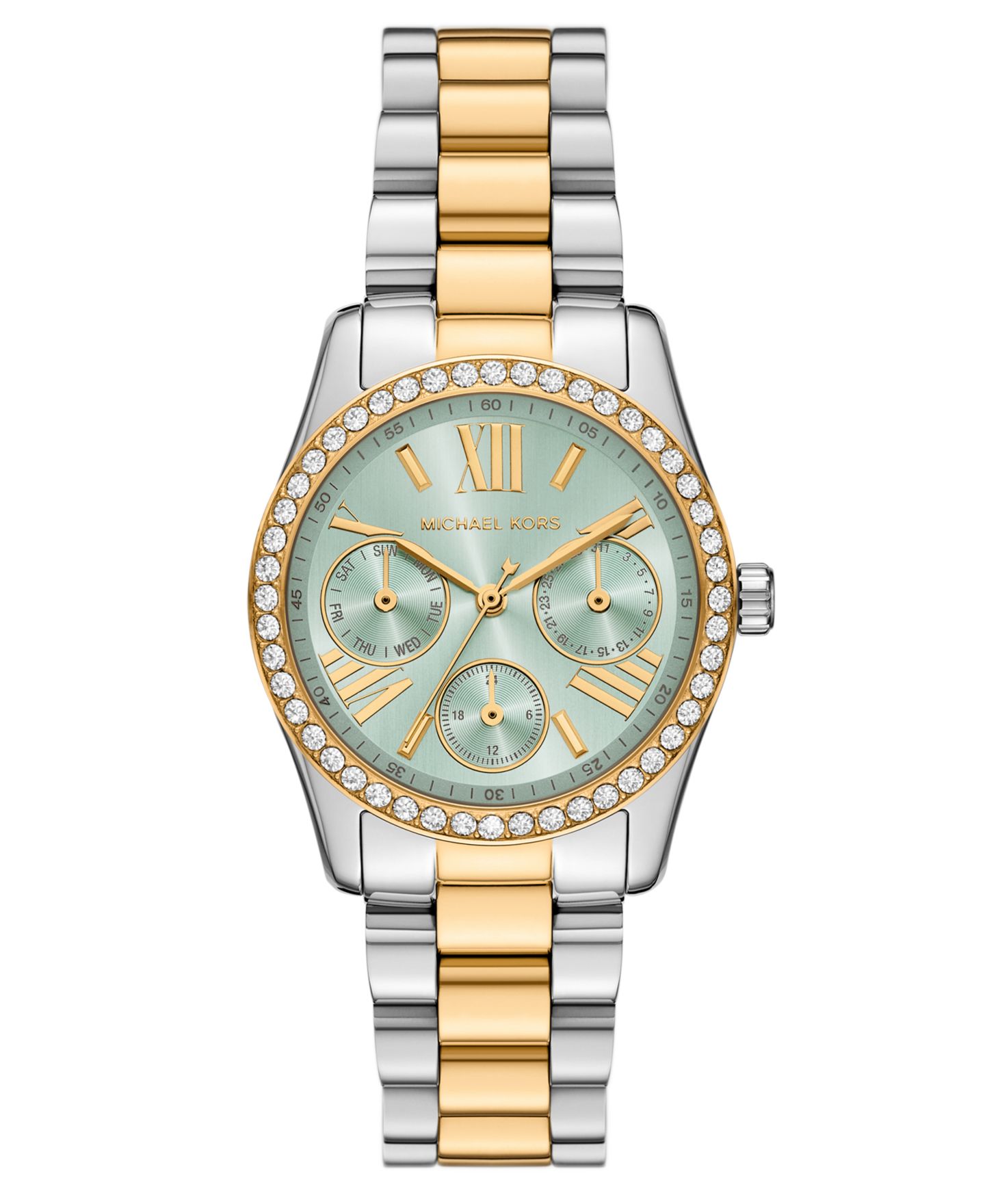 Женские часы Michael Kors Lexington Quartz Multifunction Two-Tone Stainless Steel Watch 34mm — фото 1