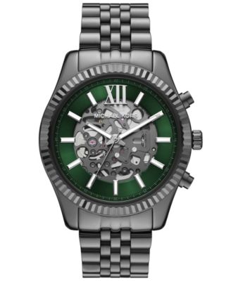 Men's Lexington Automatic Three-Hand Gunmetal Stainless Steel Watch 45mm
