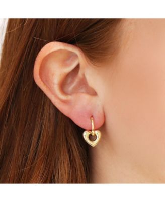 Heart Huggie Hoop Earrings 14K Gold-Plated Sterling Silver