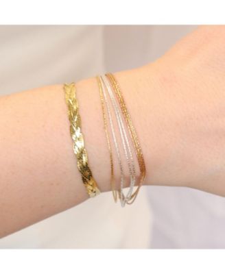 Tricolor Seven Strand Bracelet 14K Gold-Plated Sterling Silver