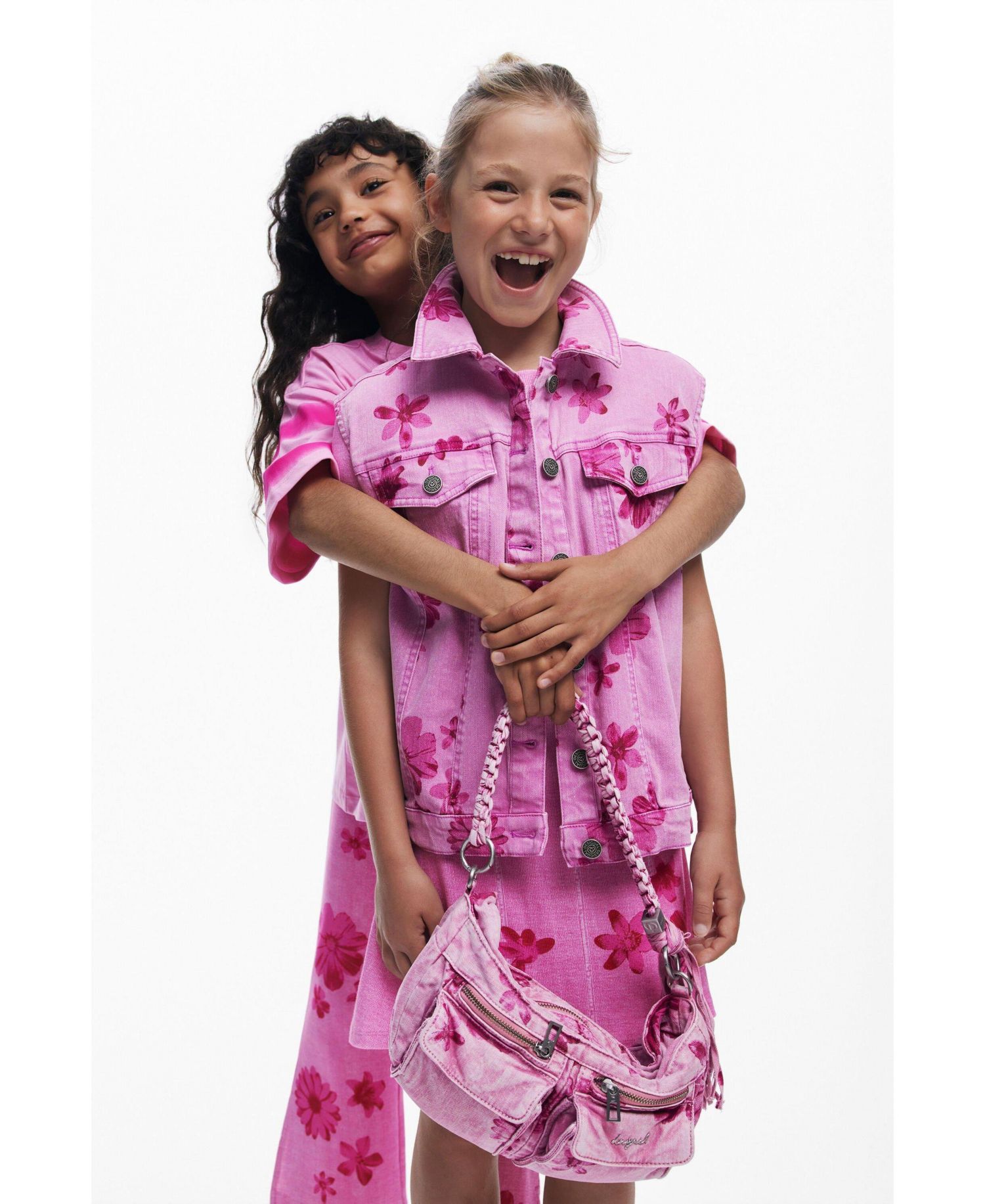 Girls's Denim vest flowers