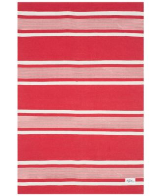 Hanover Stripe LRL2461D Red 4' X 6' Outdoor Area Rug