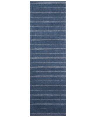 Miles Stripe LRL6400D Navy 2'6" X 8' Runner Area Rug