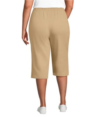 Plus Size Sport Knit High Rise Elastic Waist Capri Pants
