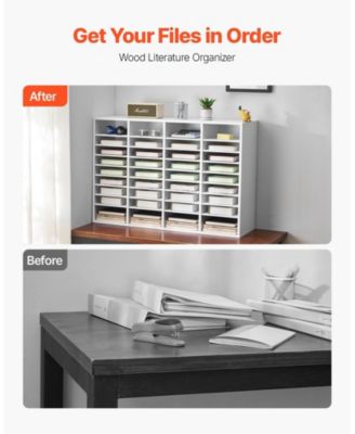 SUGFIT 36 Compartment Wooden Literature Organizer Mailbox for Office Storage