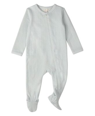 Baby Girls Cotton Knit Zippered Footie with All-Over Abstract Pattern