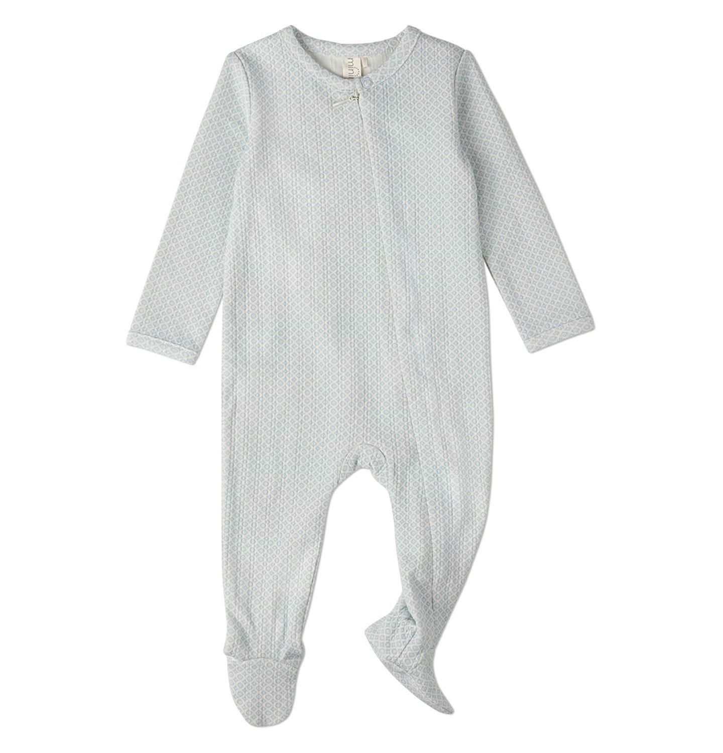 MeMoi Baby Girls Cotton Knit Zippered Footie with All-Over Abstract Pattern, цвет: Синий — фото 1