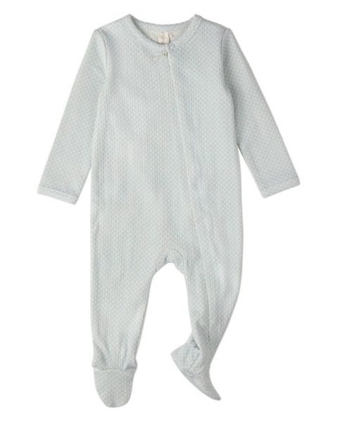MeMoi Baby Girls Cotton Knit Zippered Footie with All-Over Abstract Pattern, цвет: Синий