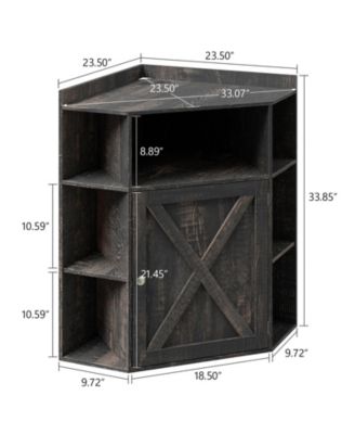 Industrial Corner Storage Shelf with Charging Station 6-Cubby Wooden Organizer for Small Spaces