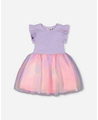 Little Girls Bi-Material Mesh Dress
