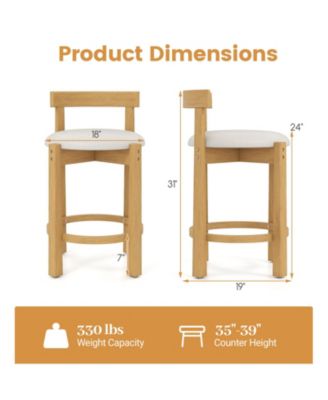 24 in Teddy Velvet Upholstered Counter Height Bar Stool Set of 2 with Shell Backrest