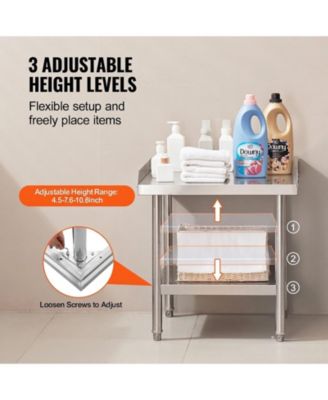 Stainless Steel Work Table 24 x 24 x 26 in Commercial Food Prep with Backsplash