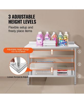 Heavy Duty Stainless Steel Work Table 24 x 48 x 36 in for Restaurant and Home Use