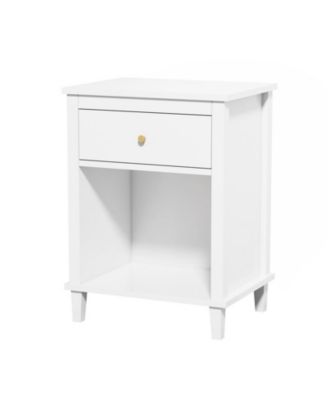 Wooden Nightstand with One Drawer and Shelf