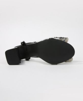 Women's Fiora Rhinestone Embellished Butterfly Bow Block Heel Dress Sandals