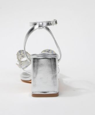 Women's Fiora Rhinestone Embellished Butterfly Bow Block Heel Dress Sandals