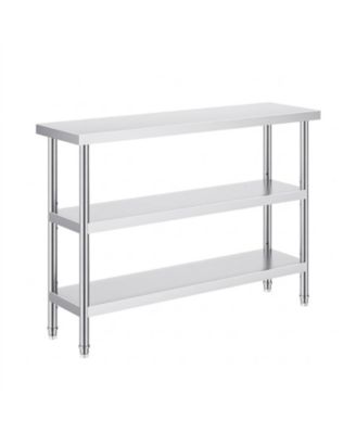 Stainless Steel Food Prep Table 14 x 48 x 34 in with Adjustable Undershelf for Kitchen