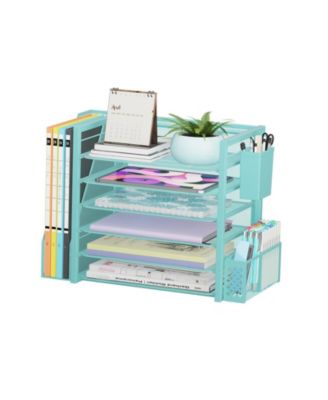 6 Tier Desk File Organizer Letter Tray Pen Holder