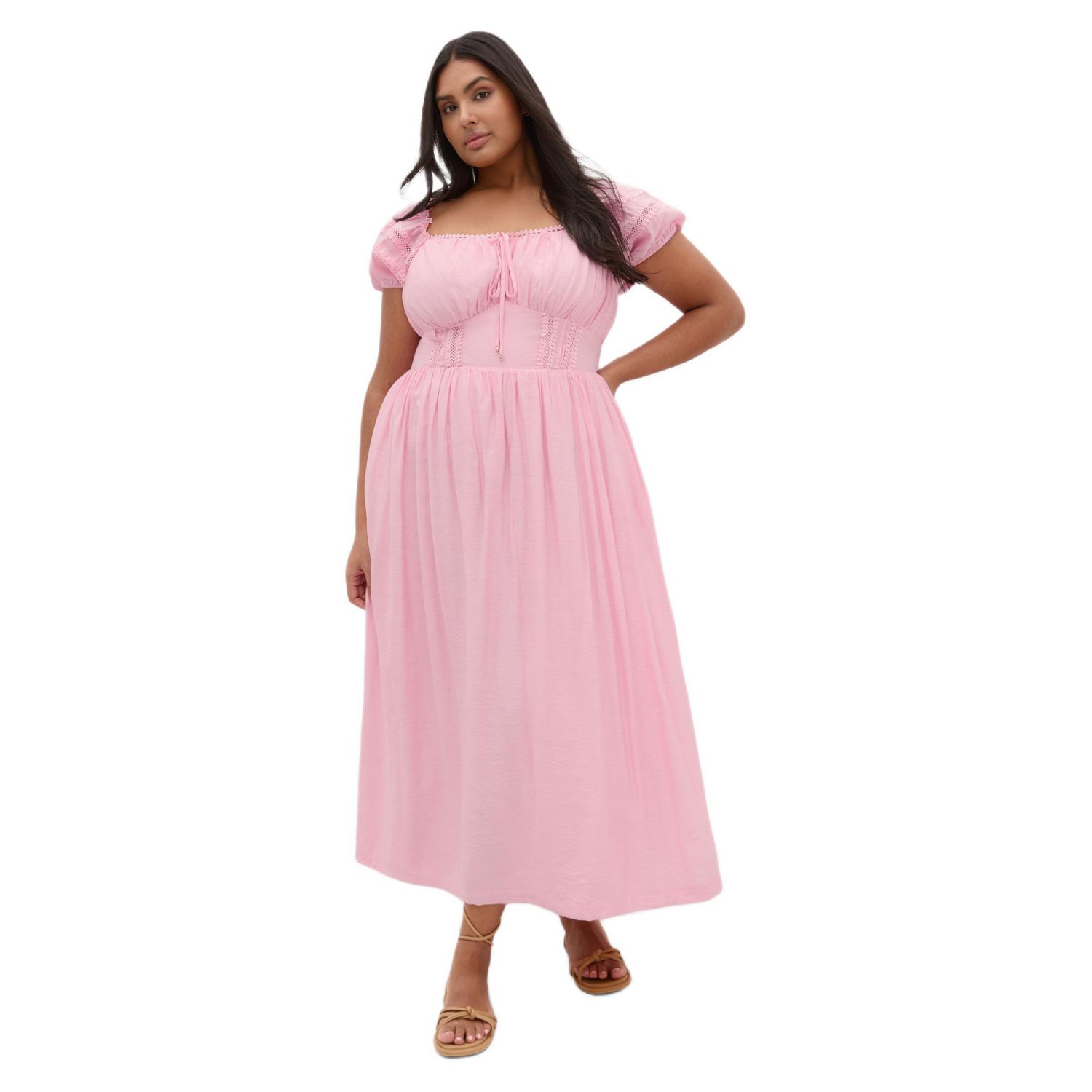 Women's Ariella Crochet Trim Midi Dress