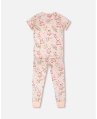 Little Girls Cotton Two-Piece Pyjama Set Bear Print