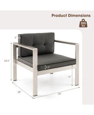 Patio Aluminum Armchair Contemporary Sofa Chair w/ WPC Armrests