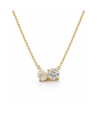 2 ct. t.w. Toi et Moi Moissanite Necklace (Pear and Round-Cut, Color D, FL Clarity) in Gold Vermeil