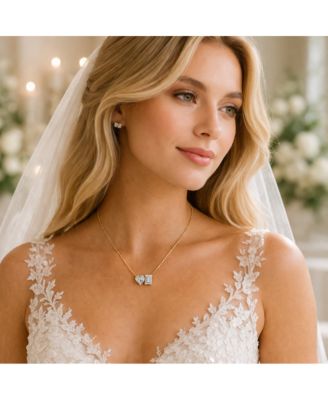 2 ct. t.w. Toi et Moi Moissanite Necklace (Heart and Emerald-Cut, Color D, FL Clarity) in Gold Vermeil