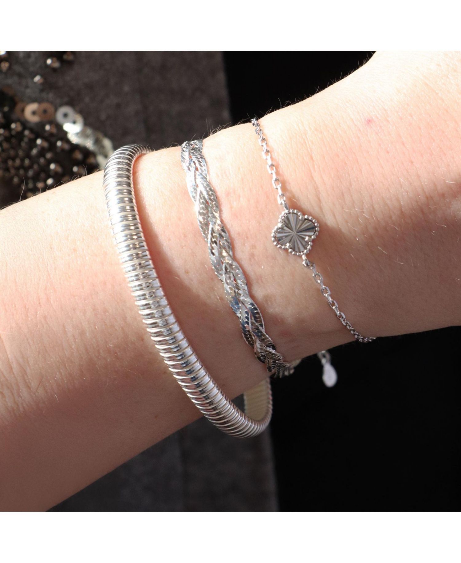 Braided Herringbone Bracelet Sterling Silver