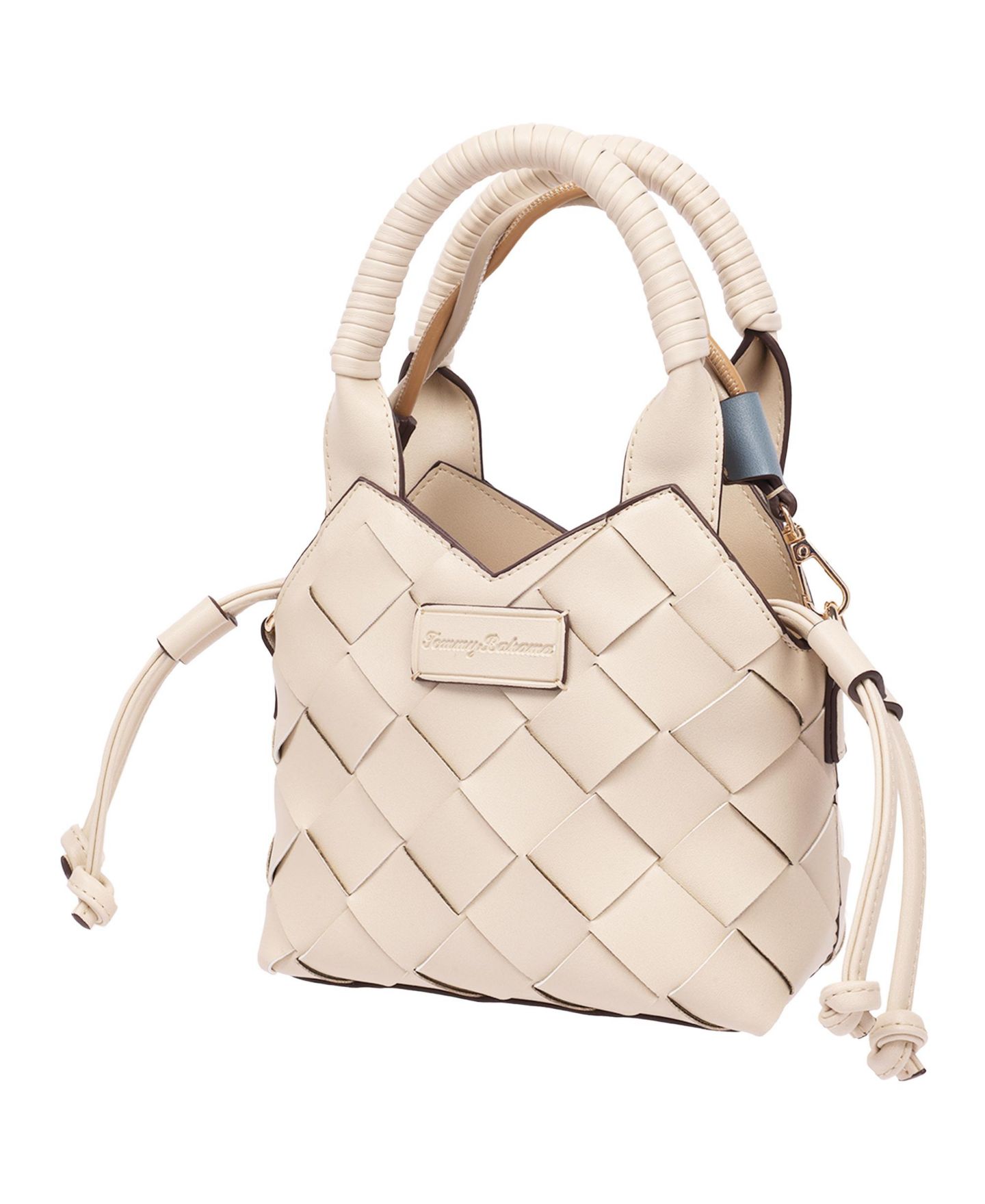 Женская сумка Tommy Bahama Demi Mini Woven PU Tote - Mini Woven Faux Leather Top Handle and Crossbody, цвет: Слоновая кость — фото 3