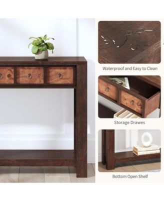 Entryway Table, 59 Inch Console Table Narrow Sofa Table Behind Couch, Farmhouse Entry Table with 2 Drawers
