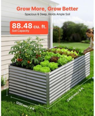 Galvanized Raised Garden Bed 8 x 4 x 3 ft Rectangular Elevated Planter Box for Vegetables