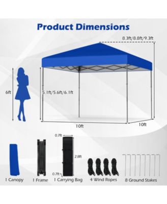 10x10 ft Outdoor Pop-Up Canopy Tent with Carry Bag & Stakes