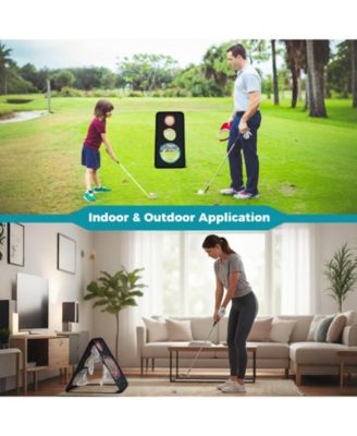 Dual-Sided Golf Chipping Net with Triple Targets, 5-Hole Training System