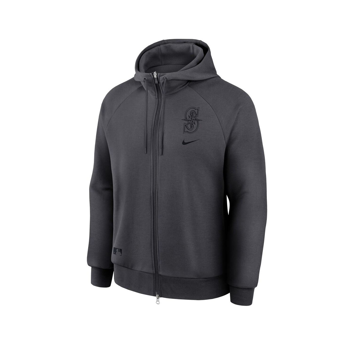 Men's Anthracite Seattle Mariners Authentic Collection Player Raglan Dri-FIT Full-Zip Hoodie