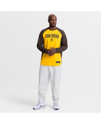 Men's Gold San Diego Padres Authentic Collection Raglan Dri-FIT Sweatshirt