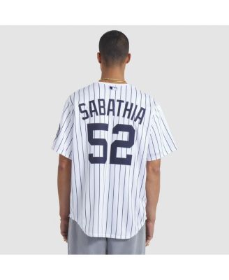 Men's CC Sabathia White New York Yankees 2025 Baseball Hall of Fame Name & Number Retired Replica Jersey