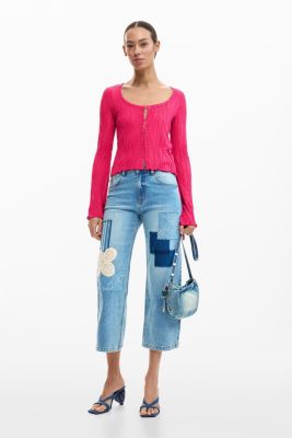 Women's T-shirt With Snap Fasteners And Tie