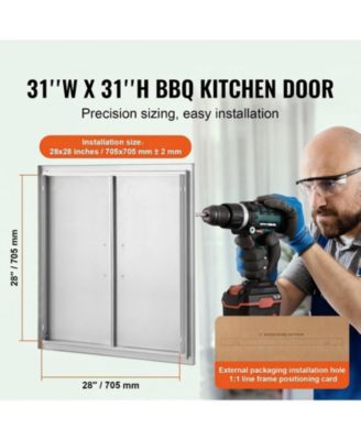 Double Stainless Steel BBQ Access Door 31W x 31H in for BBQ Island Grilling