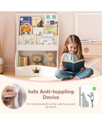 4-Tier Kids Bookshelf with Shelves and Compartment for Toddlers