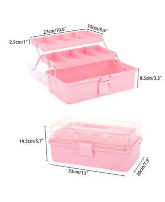 3-Layer Plastic Dividing Storage Box Craft Organizer Adjustable Spacers Portable Handled Art Supply Multipurpose Home Utility
