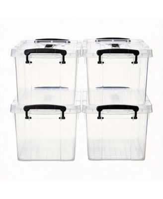 4 pack 6 qt Storage Latch Box Stackable Container with Lid
